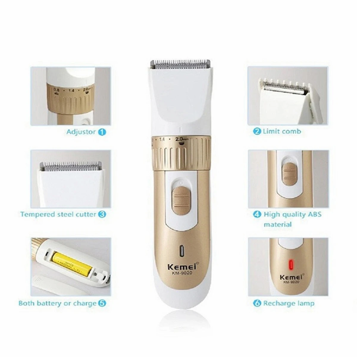 KEMEI KM-9020 RECHARGEABLE HAIR TRIMMER